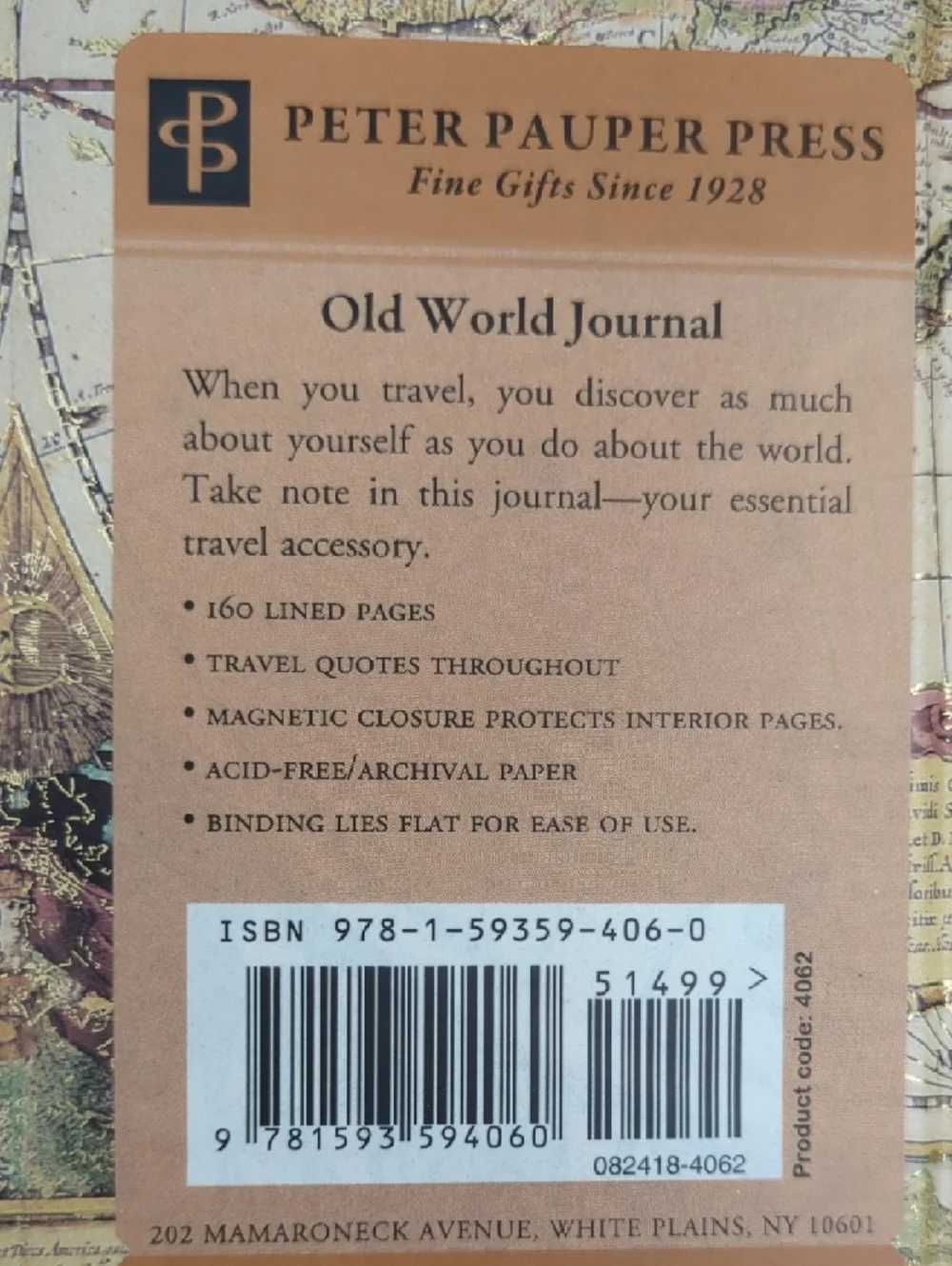 Vintage World Map Hardcover Journal - Red Accent
